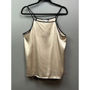Nicole Miller New York Champagne Toast Cami Top Black Trim‎ Womens Large Tank